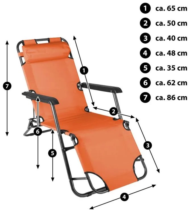 Garthen 29464 Skladacie záhradné lehátko - oranžová