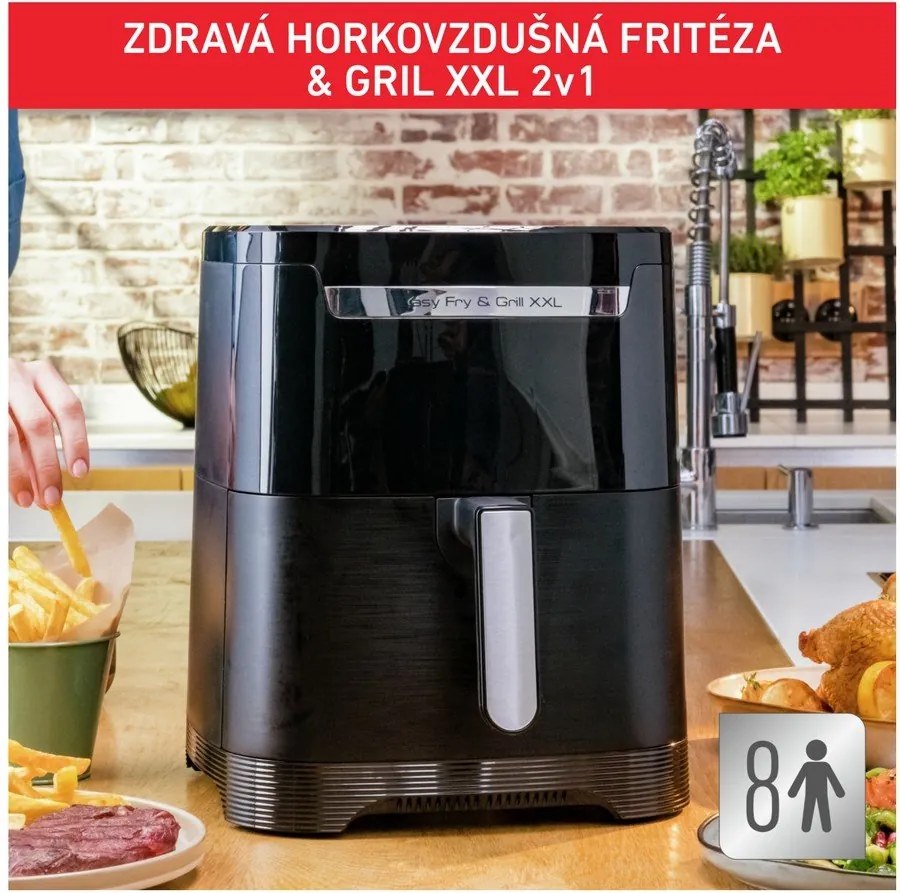Čierna teplovzdušná fritéza Easy Fry & Grill XXL EY801815 – Tefal