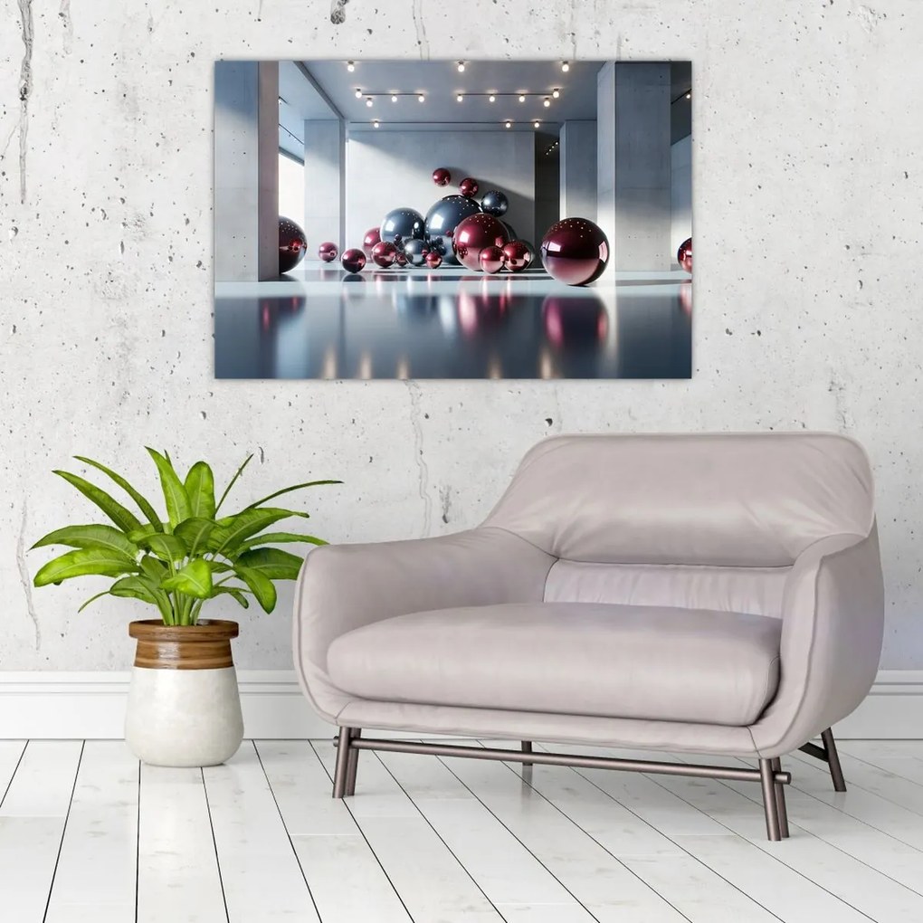 Obraz - 3D priestor s guľami II. (90x60 cm)