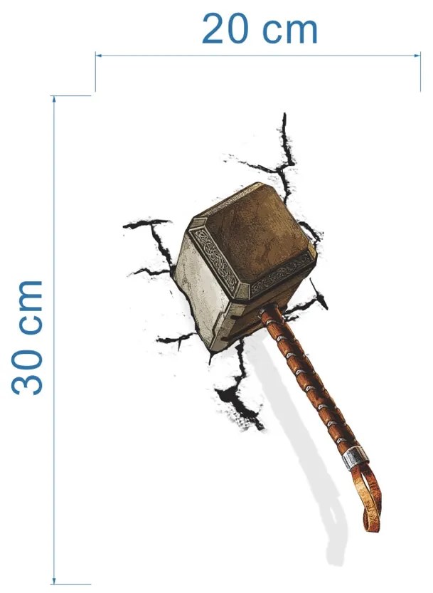 Samolepka na stenu "Thor - kladivo" 20x30 cm