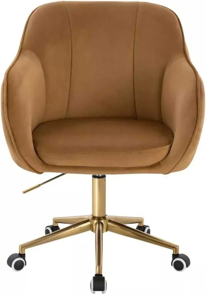 LuxuryForm DESIGN Stolička AVOLA VELUR na zlatej podstave s kolieskami - medová