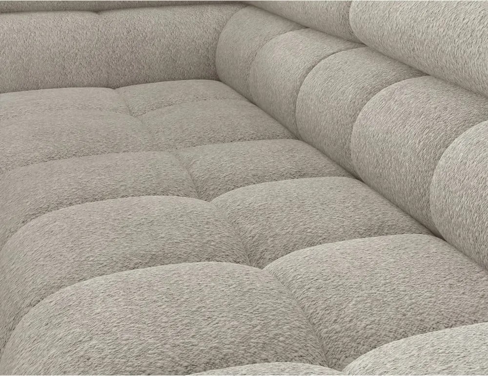 Krémovobiela rozkladacia/s úložným priestorom rohová pohovka z textílie buklé (ľavý roh/do L) Ferucce – ELTAP