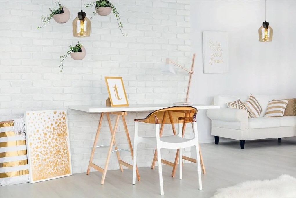 Závesné svietidlo Rijeka 1, 1x medové sklenené tienidlo, b