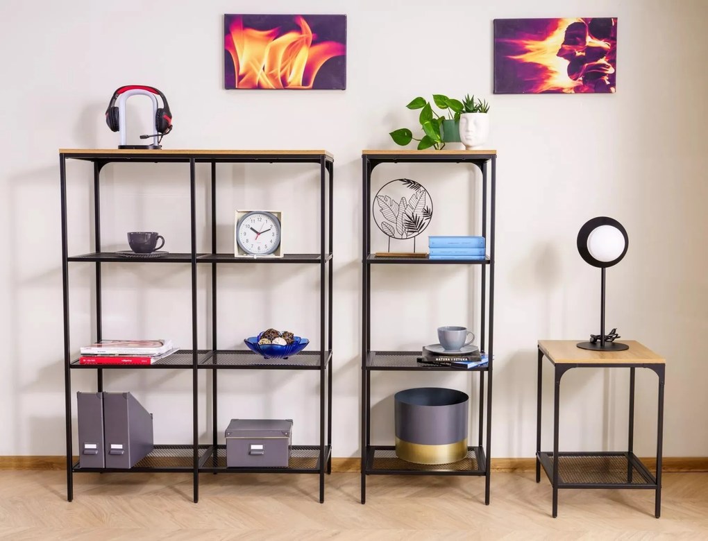 Regál Lex A 100 cm dub přírodní/černý