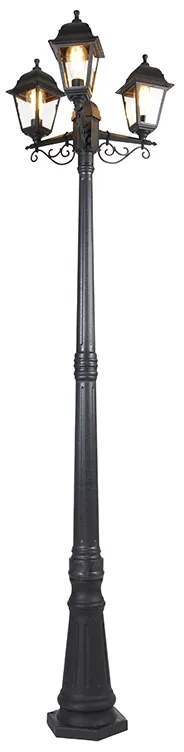 Inteligentný lampáš čierny 3-svetelný IP44 vrátane Wifi ST64 - Capital