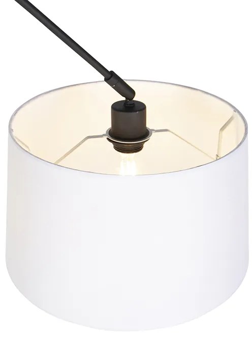 Závesné svietidlo čierne s tienidlom z ľanu biele 35 cm - Blitz