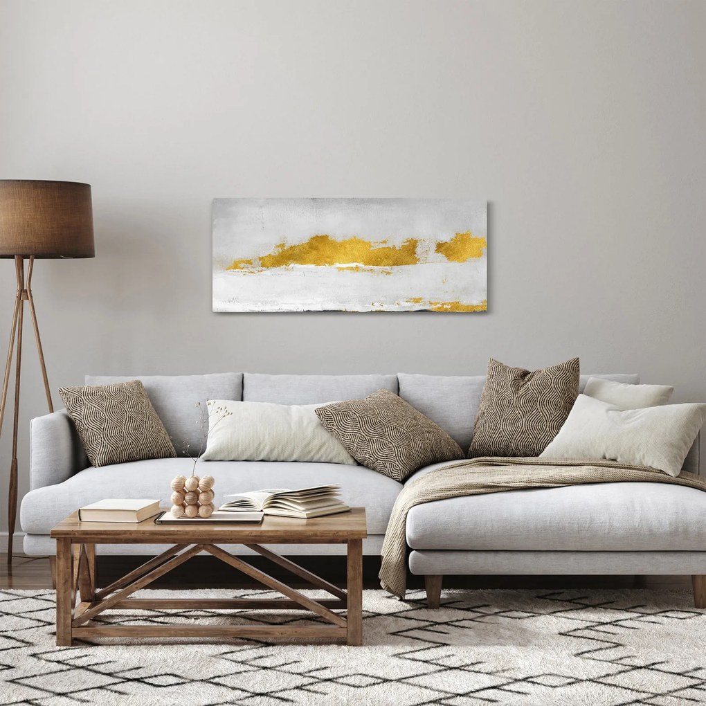 Obraz - Zlaté a šedé ťahy (120x50 cm)