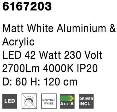 Moderný luster Rando 60 4000K biele