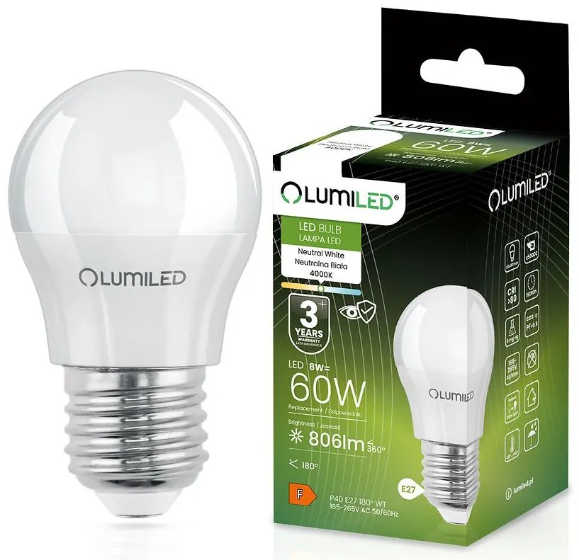 Žiarovka LED 8W E27 806LM NB