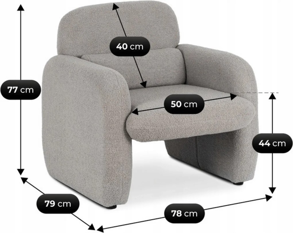 Relaxačné kreslo VARENO – sivé bouclé