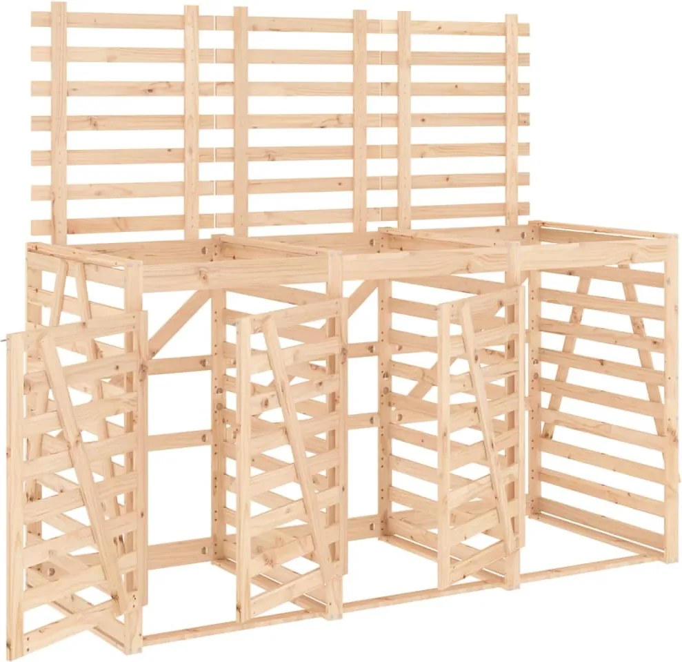 vidaXL Úložný box na tri odpadkové koše masívna borovica