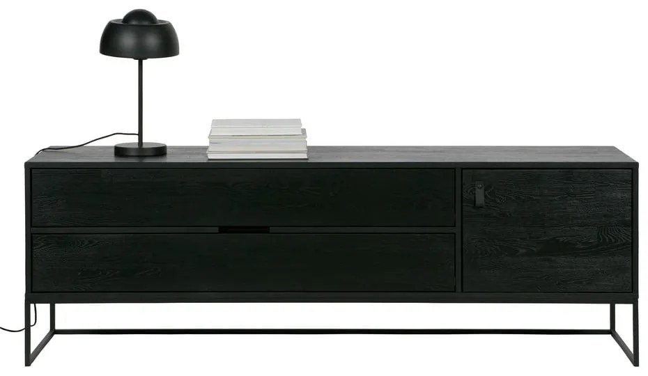 Čierny TV stolík z jaseňového dreva 180x61x44 cm Silas – WOOOD