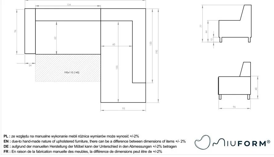Tmavosivá rozkladacia rohová pohovka Miuform Dazzling Daisy L, pravý roh