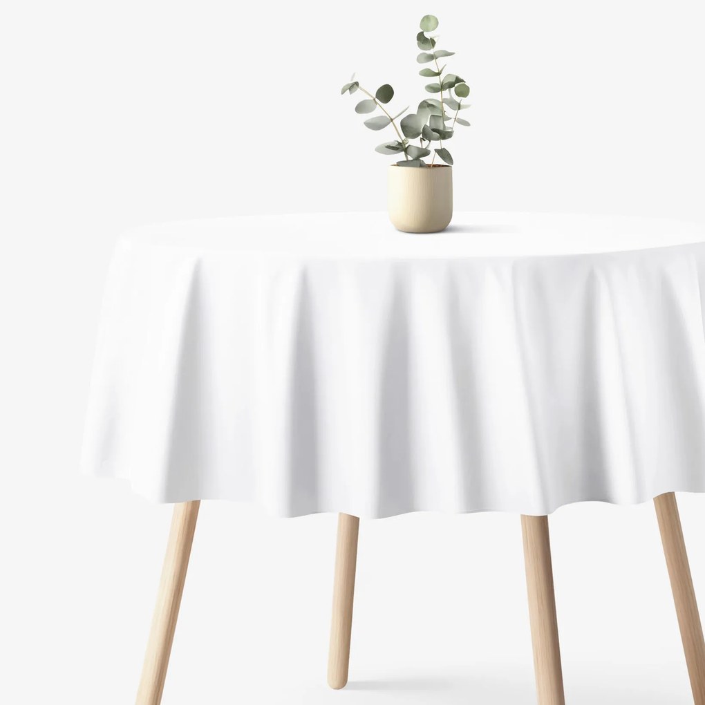 Goldea okrúhly obrus 100% bavlnené plátno - biely Ø 110 cm