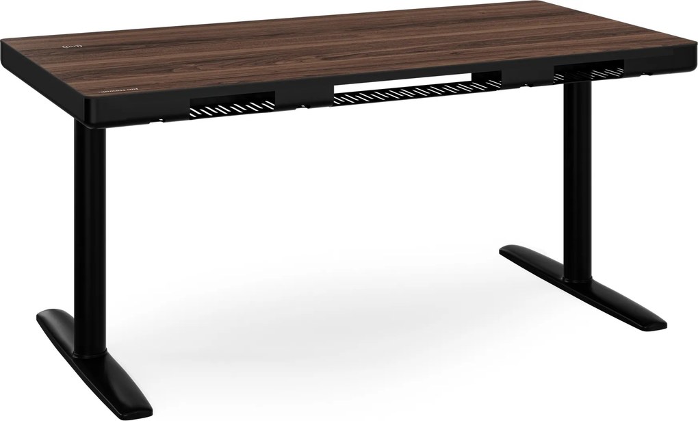 Elektrický písací stôl sit-stand so zásuvkou a bezdrôtovou nabíjačkou Qi čierny/orech, 1400 mm: ELLIS