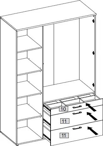 Šatníková skriňa so zrkadlom Vesala, 135 cm, dub mauvella
