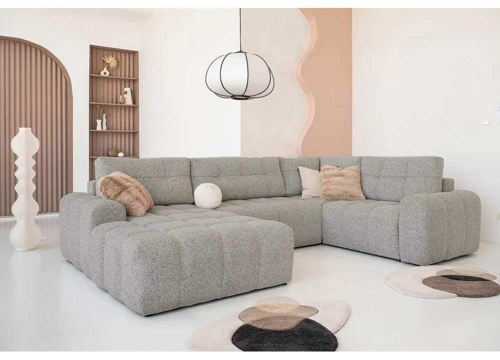 Svetlohnedá rozkladacia modulárna rohová pohovka s úložným priestorom (pravý roh) Lulu – Miuform