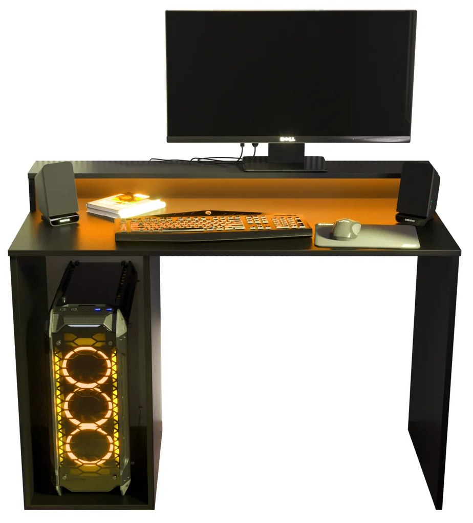 Herný PC stolík Garrick 2 (čierny) (s LED RGB osvetlením). Akcia -18%. Vlastná spoľahlivá doprava až k Vám domov. 1064135