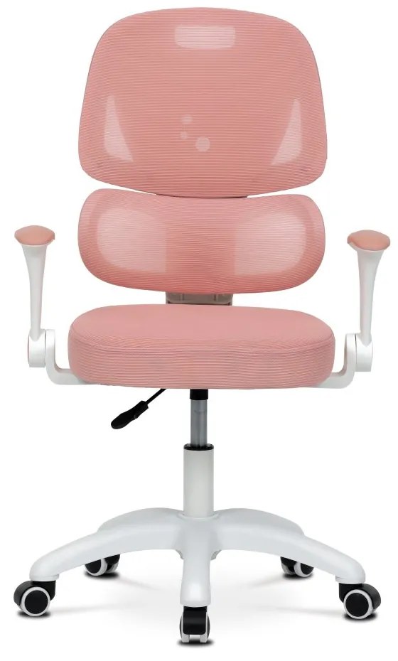 Detská pracovná stolička NANDU — sieť / látka, ružová