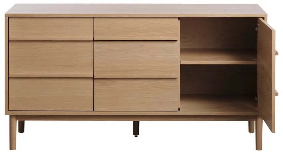 Nízka komoda v dekore duba v prírodnej farbe 75x140 cm Ponza – Unique Furniture