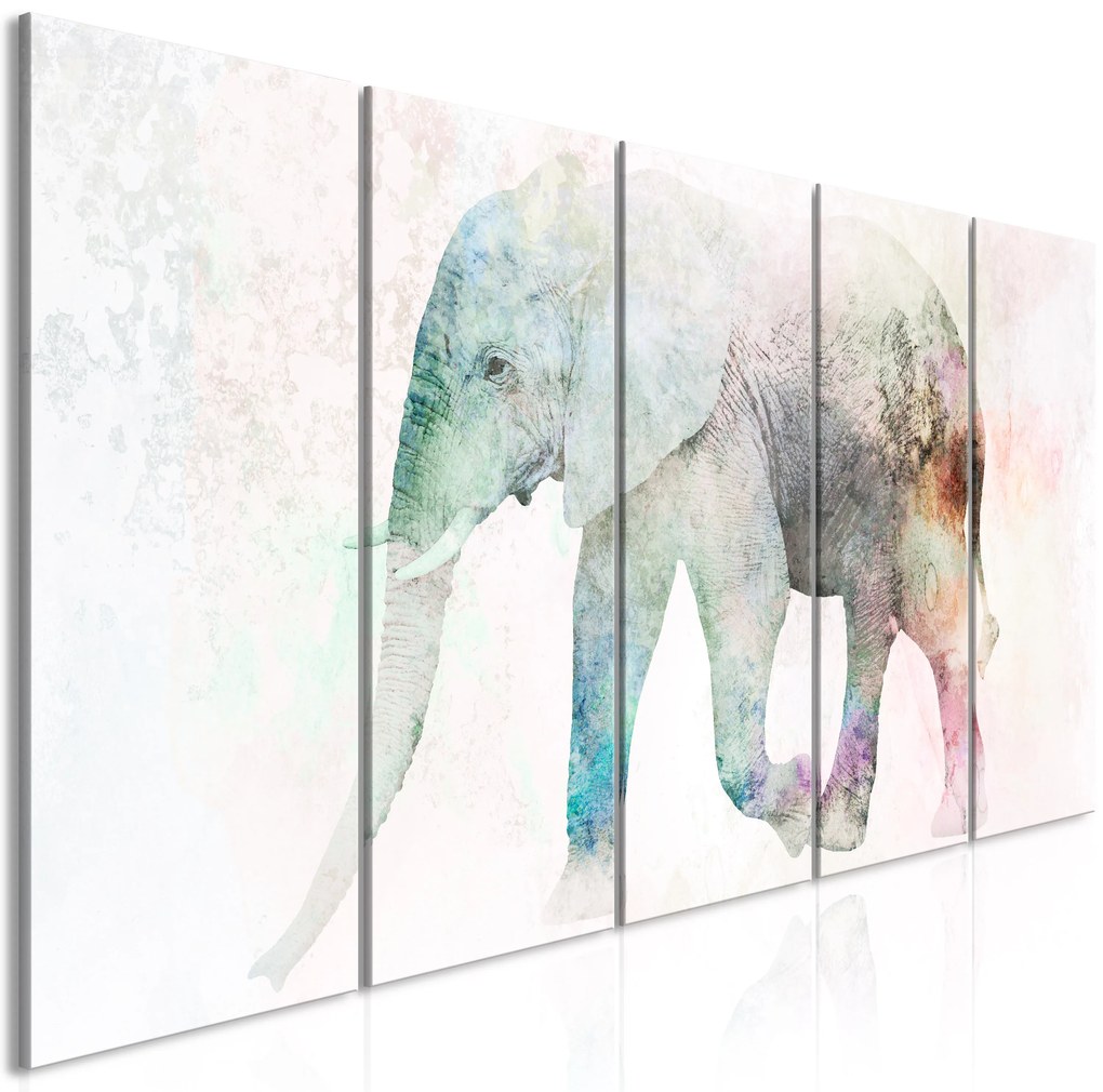 Artgeist Obraz - Painted Elephant (5 Parts) Narrow Veľkosť: 225x90, Verzia: Premium Print