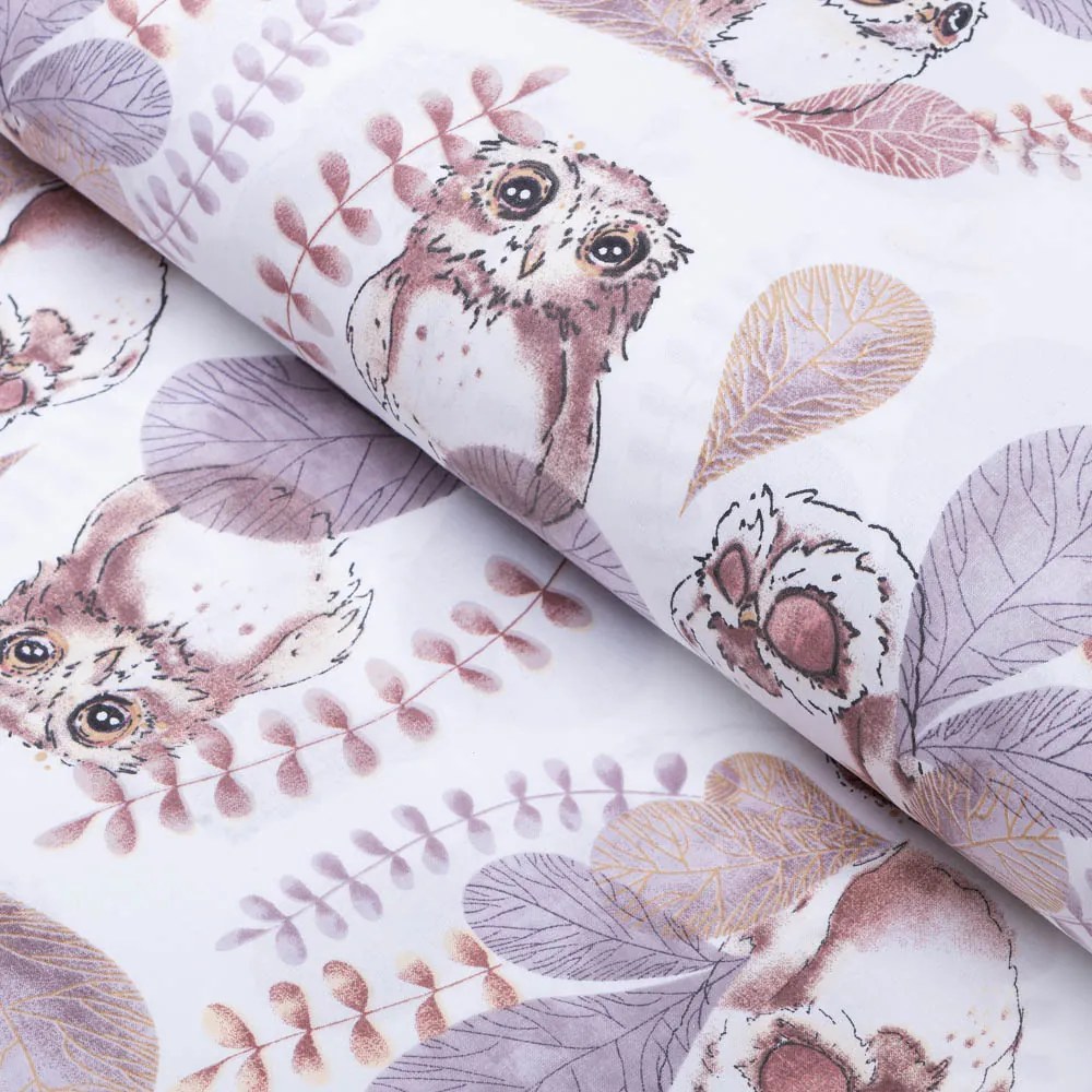 Biante Detský bavlnený okrúhly obrus Sandra SA-284 Hnedé sovy Ø 110 cm