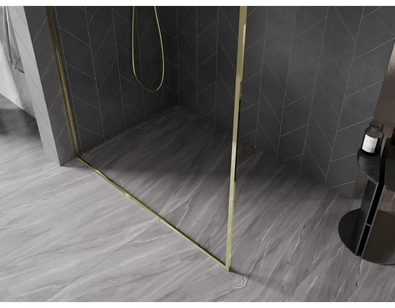 Mexen Kioto-F, sprchová zástena s rámom 160 x 202 cm, 8 mm číre sklo, zlatý lesklý profil, 800-160-104-50-00