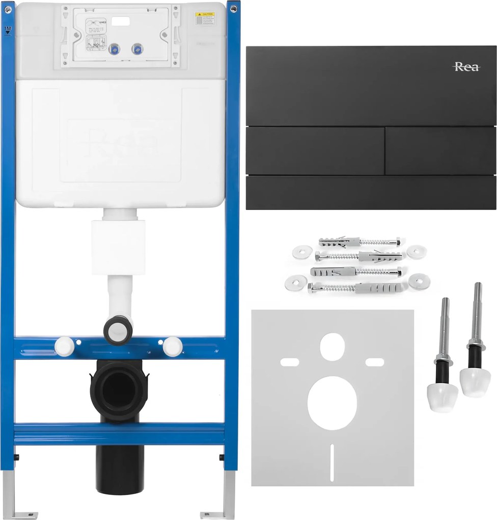 Rea Rea, podomietkový WC systém K011A-Q + čierne splachovacie tlačidlo typ T, KPL-E0056