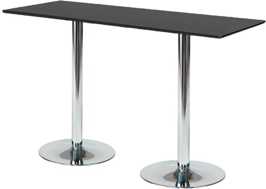 Barový stôl Bianca, 1800x700 mm, čierny, chrómová podnož