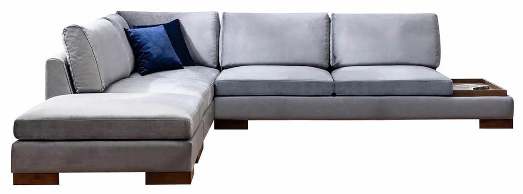 Tulipán Rohový Ľavý s Pouf - Tmavošedý