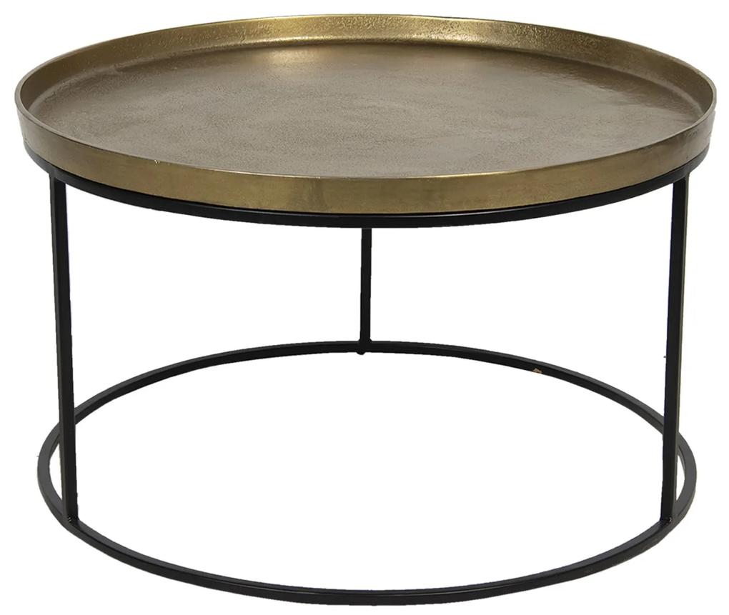 Čierno-zlatý kovový odkladací stolík Devereux - Ø 70 * 41 cm