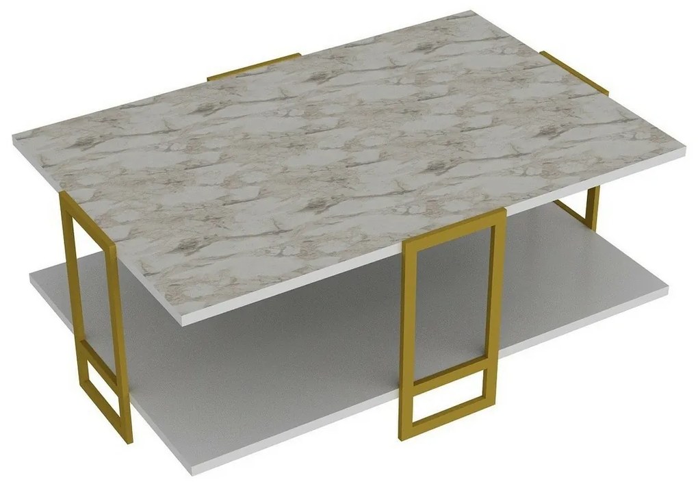 Konferenčný stolík Polka White and Gold