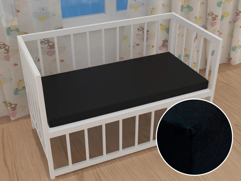 Detské jersey napínacie prestieradlo do postieľky JR-030 Čierne 70 x 140 x 10 cm - do postieľky