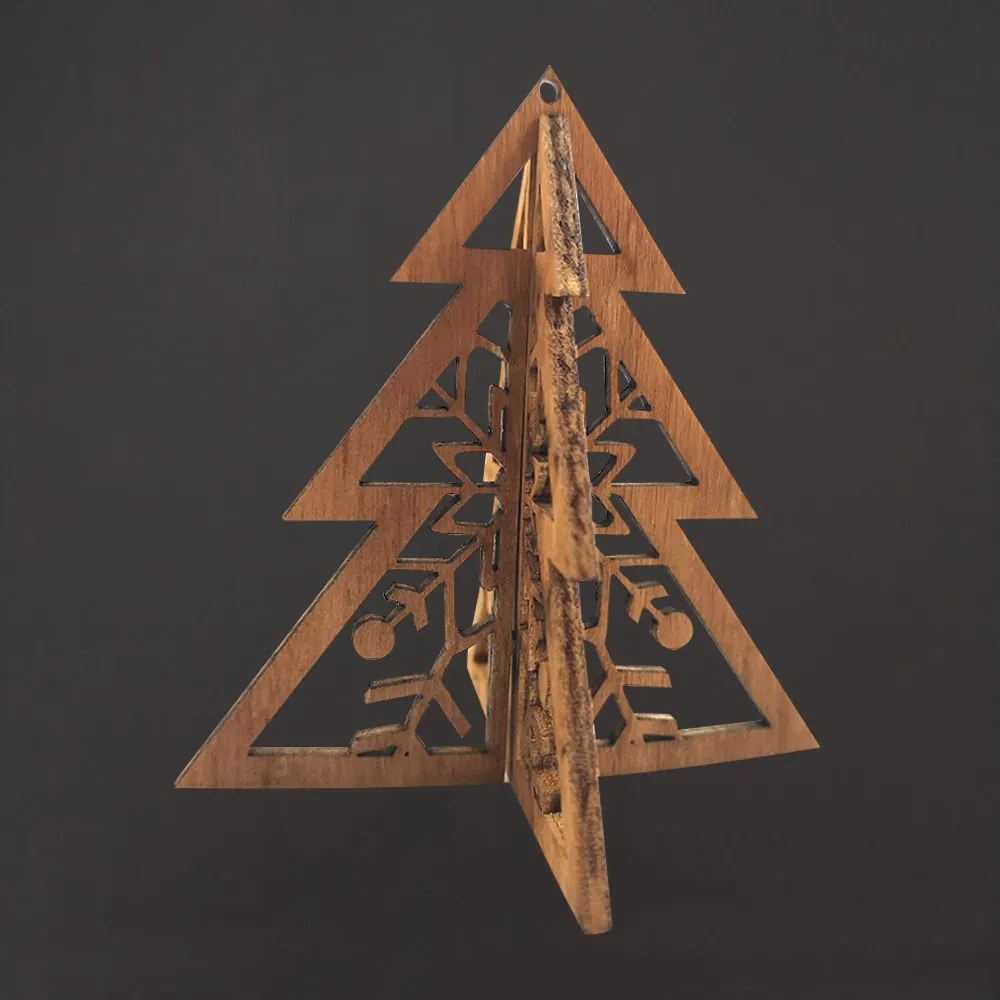 AMADEA Drevený 3D stromček hnedý 8 cm, český výrobok