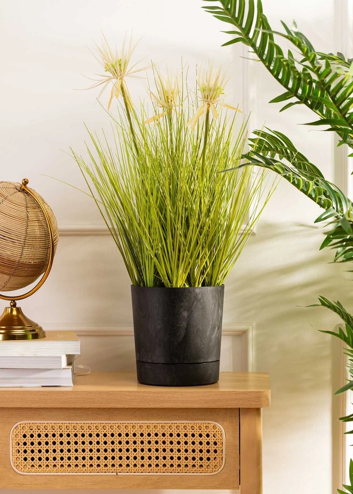 Květináč s podmiskou AZALEA 22,5 cm černý beton