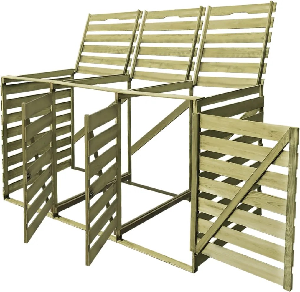 vidaXL Ohrada na tri odpadkové koše 240 l, impregnované drevo