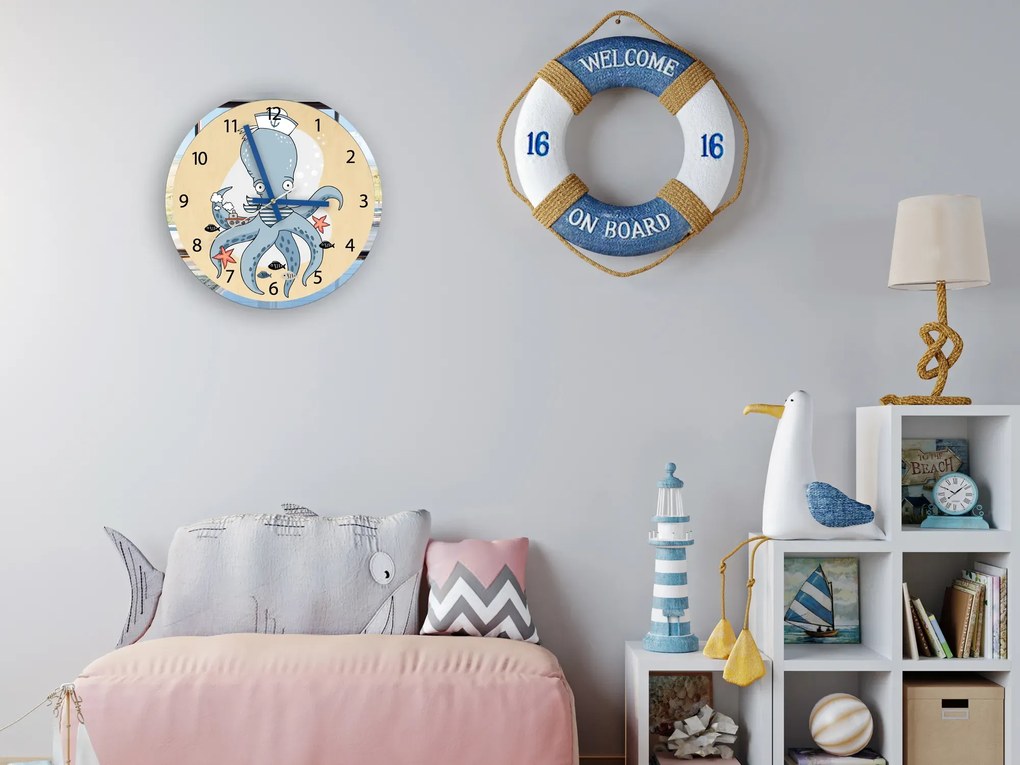 Dětské nástěnné hodiny Mirro Chobotnice 30 cm vícebarevné