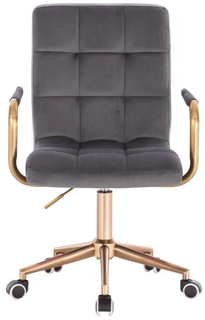 LuxuryForm DESIGN Stolička VERONA GOLD VELUR na zlatej podstave s kolieskami - tmavo šedá
