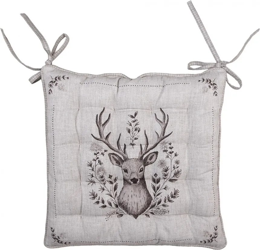 Béžový podsedák s výplňou s jeleňami Gentle Wilderness - 40*40*4 cm