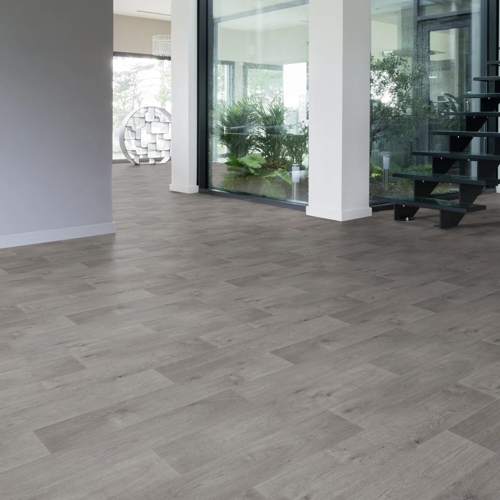 Gerflor, PVC podlaha - lino AladinTex Ultra 1751 Pure Oak grey, na mieru, šíře 4m, šedá, filc, chodba / predsieň