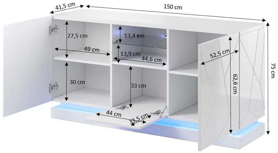 Cama Biela komoda Qiu 2D1K
