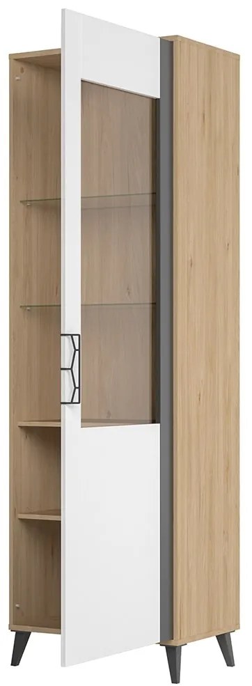 Vitrína Moet 10 65 cm pravá orech americký Jackson/biely/grafit