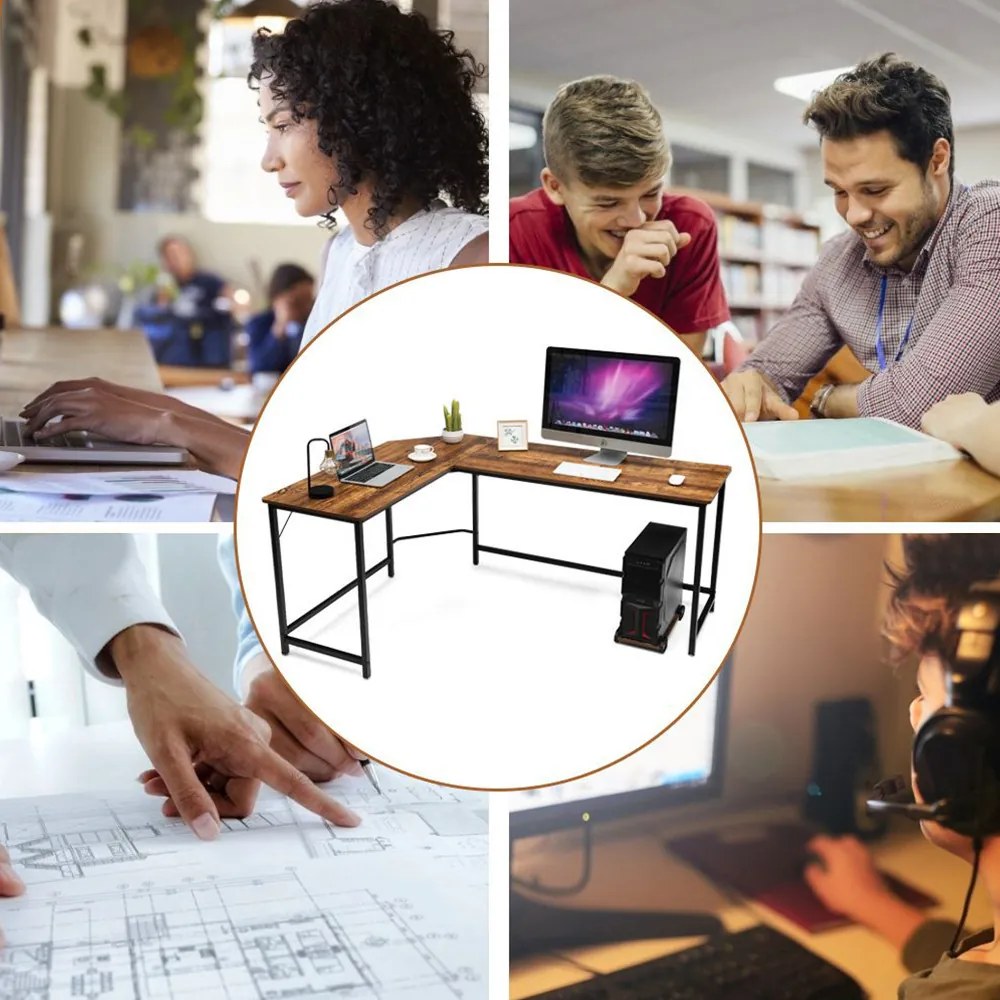 Rohový stôl hnedý