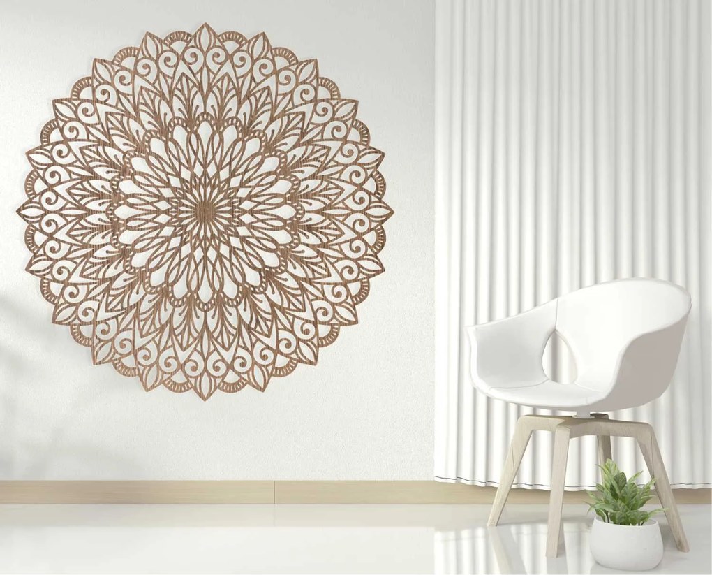 Drevená 3D mandala na stenu – Luxusný vyrezávaný obraz | HELGA: HDF - Orech 20 cm 4675-110685 HDF0251-akcia20