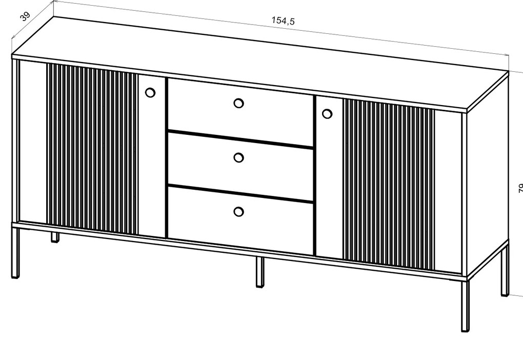 Komoda Iseo I 154,5 cm černá