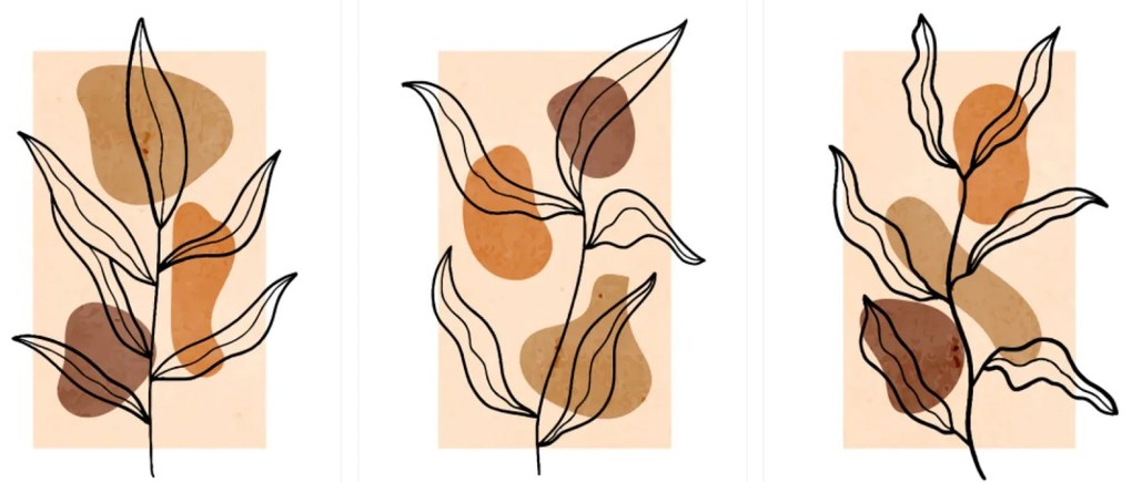 Gario Sada plagátov Wonderful lightness - 3 dielna Farba rámu: Zlatá, Rozmery: 99 x 45 cm