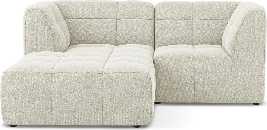 Béžová rohová pohovka z textílie buklé (ľavý roh/s leňoškou) Aloha – Makamii