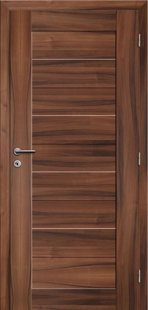 Solodoor Interiérové dvere rámové, 80 P, 850 × 1 985 mm, fólia, pravé, orech kráľovský, plné