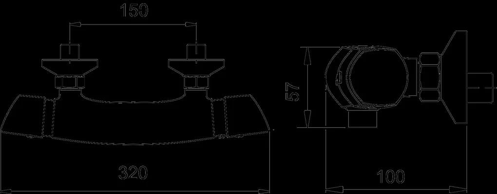 Novaservis Metalia 57, sprchová termostatická batéria 150 mm, chrómová, 57961/1,0