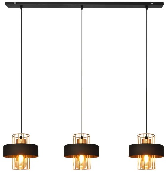 Luster na lanku VOLTA 3xE27/15W/230V čierna/ružové zlato